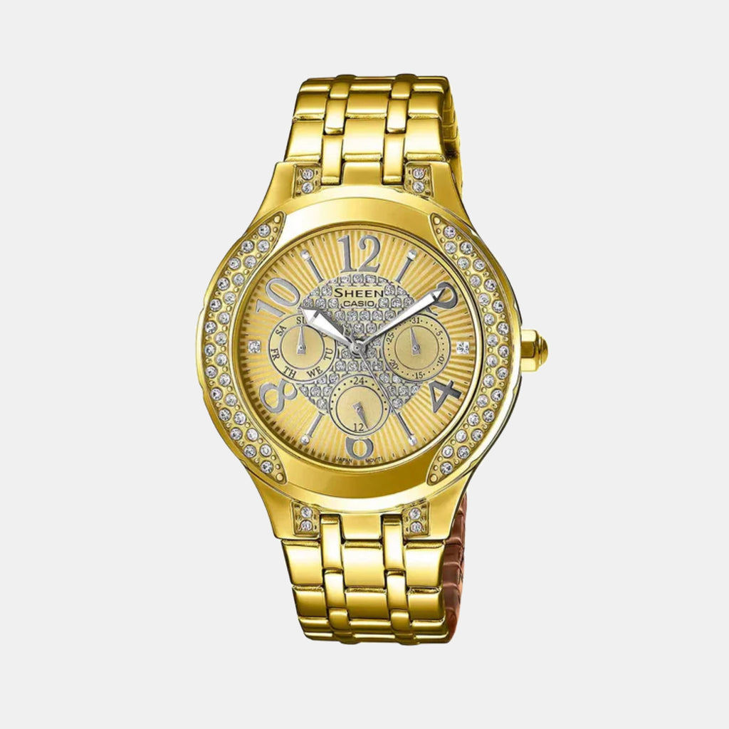 Sheen Women Quartz Gold Dial Analog Stainless Steel Watch SX138