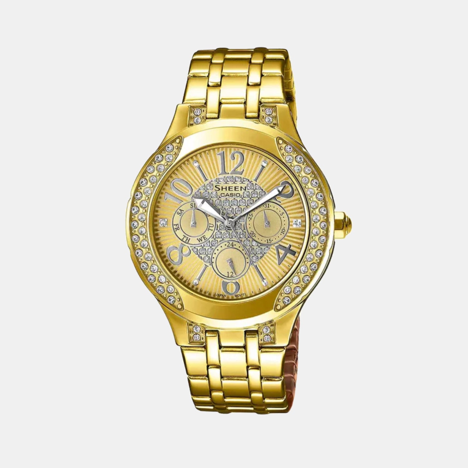 Sheen Women Quartz Gold Dial Analog Stainless Steel Watch SX138