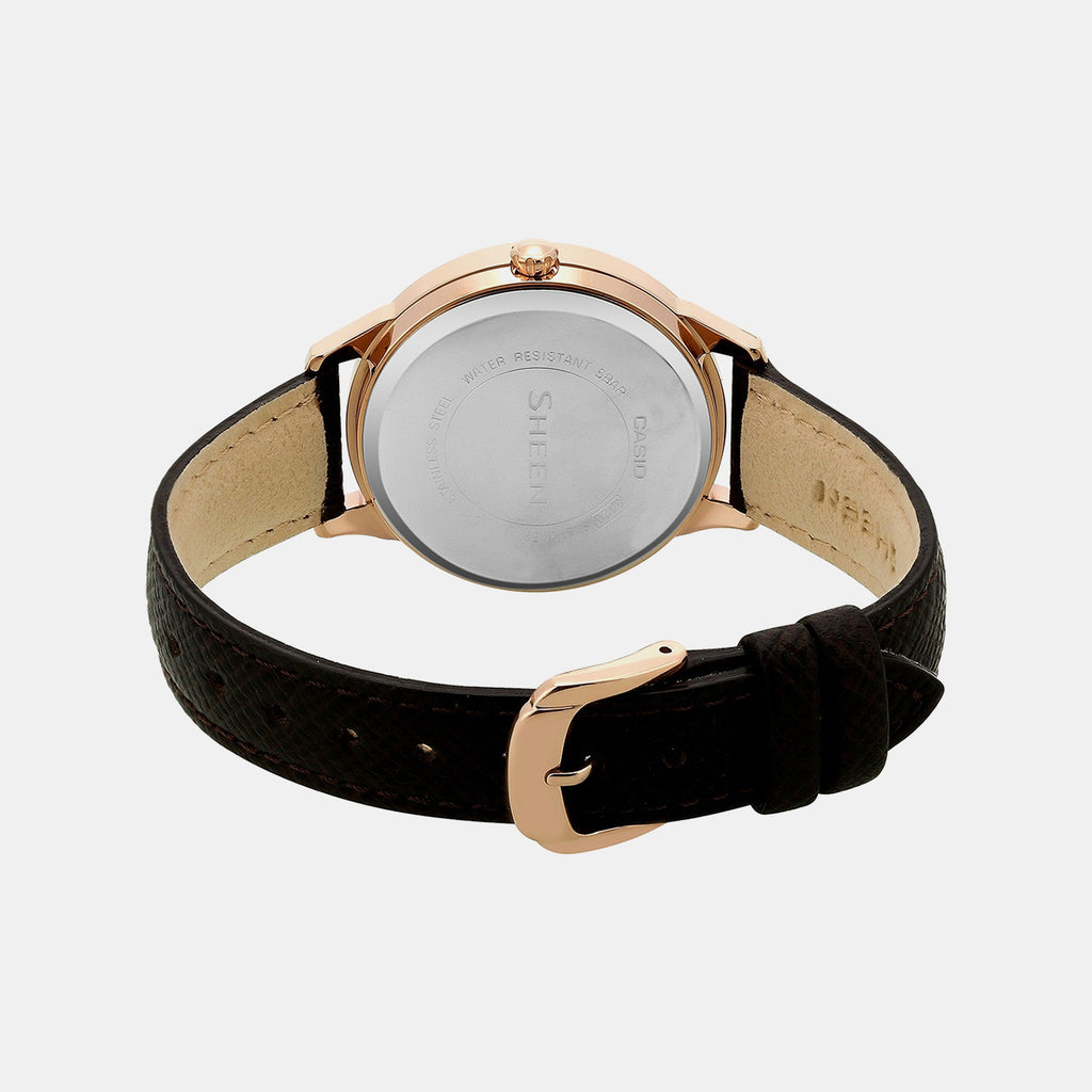 Sheen Women Quartz Brown Dial Chronograph Leather Watch SX202
