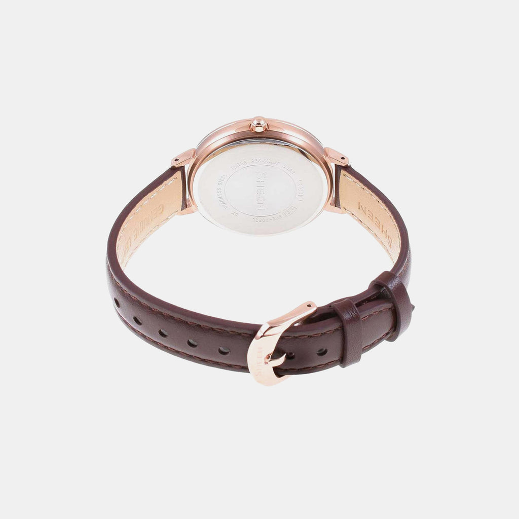 Sheen Women Quartz Pink Dial Analog Leather Watch SX244