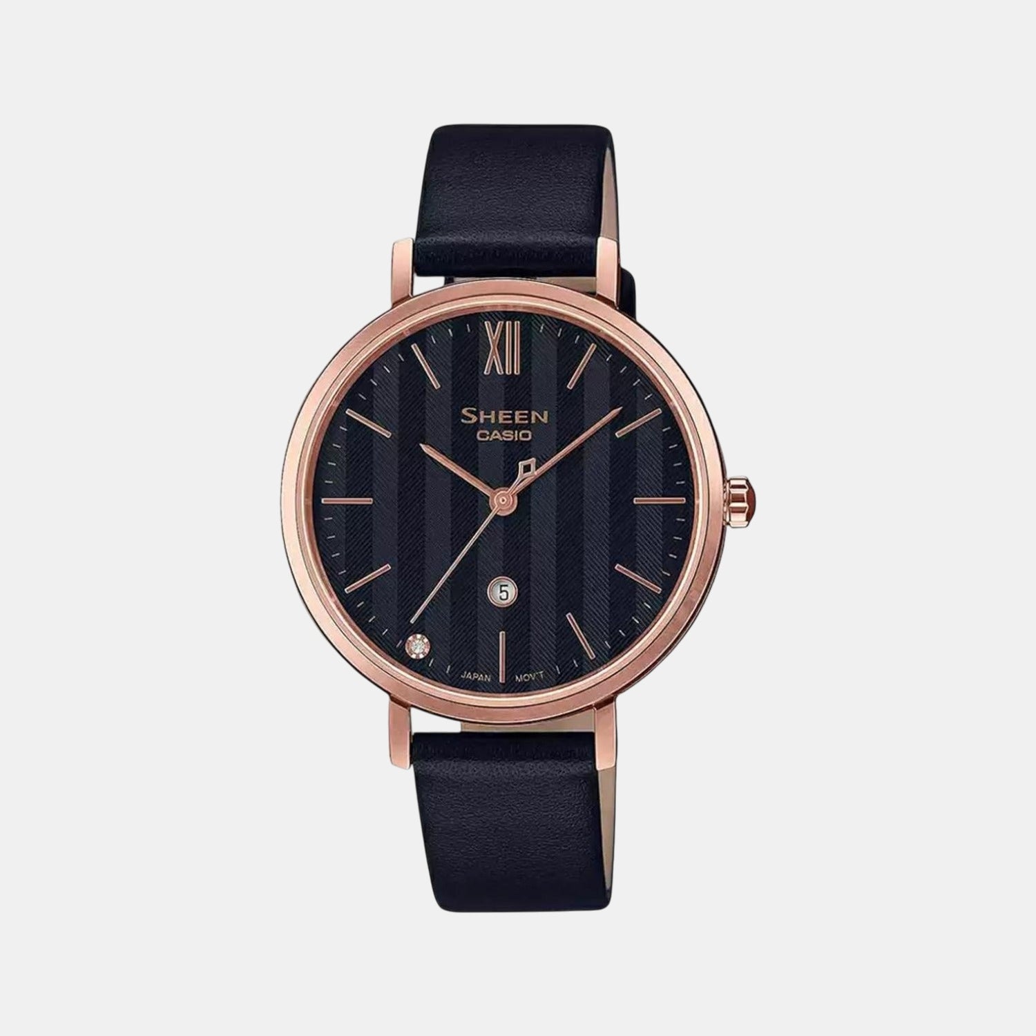 Sheen Women Quartz Black Dial Analog Leather Watch SX274