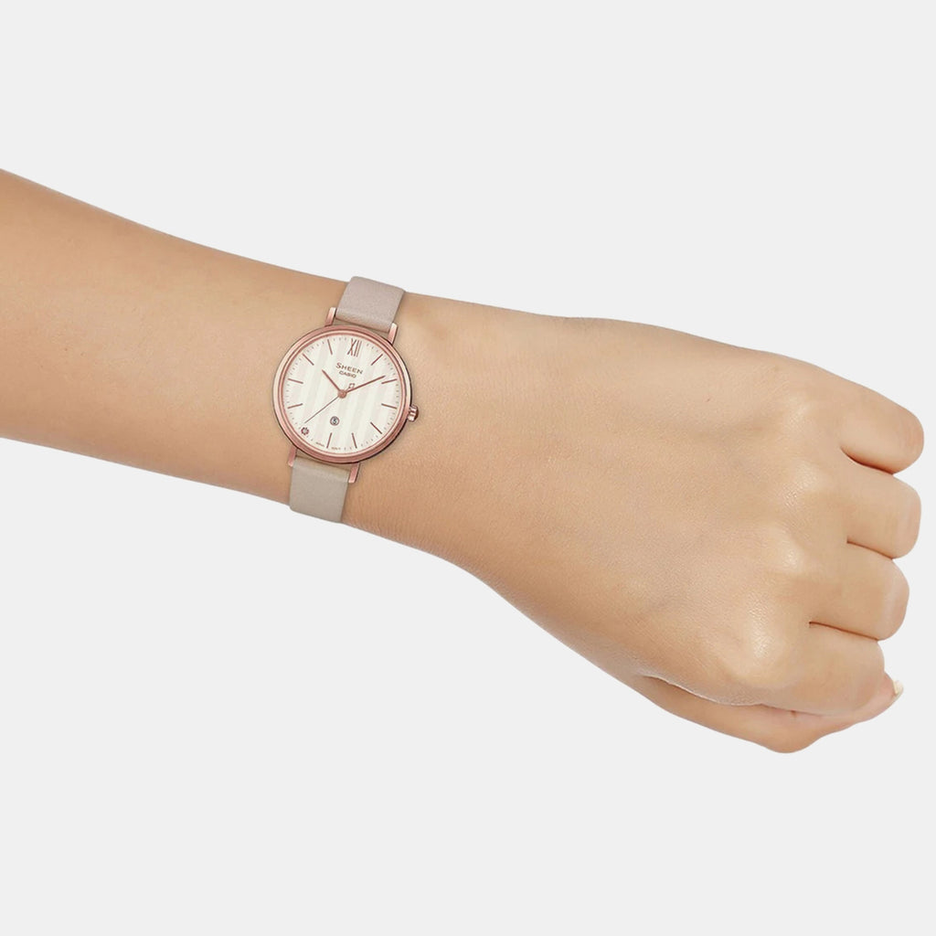 Sheen Women Quartz White Dial Analog Leather Watch SX275