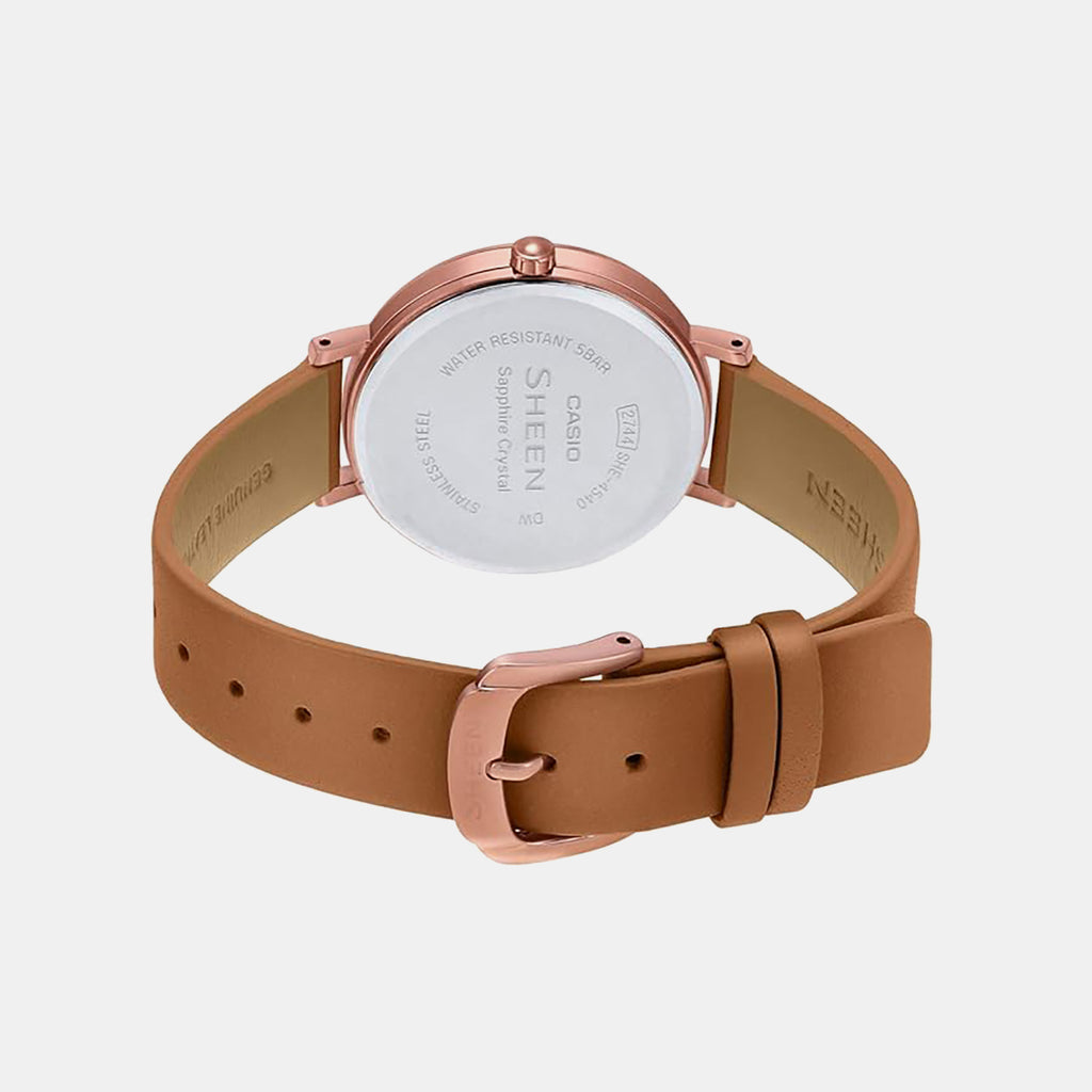 Sheen Women Quartz Gold Dial Analog Leather Watch SX279