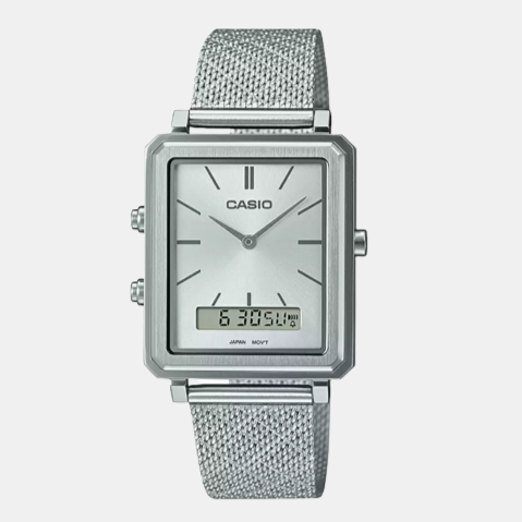 Casio Rectangular Silver Analog watch
