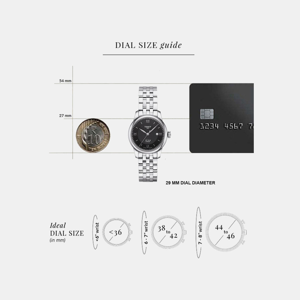 Le Locle Women Black Dial Analog Stainless Steel Watch T0062071105800