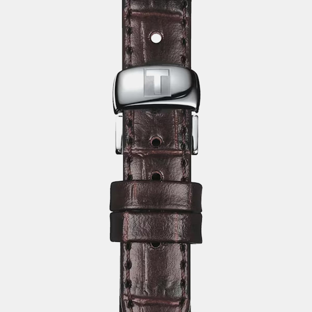 Women Automatic Silver Dial Analog Leather Watch T0062071603800