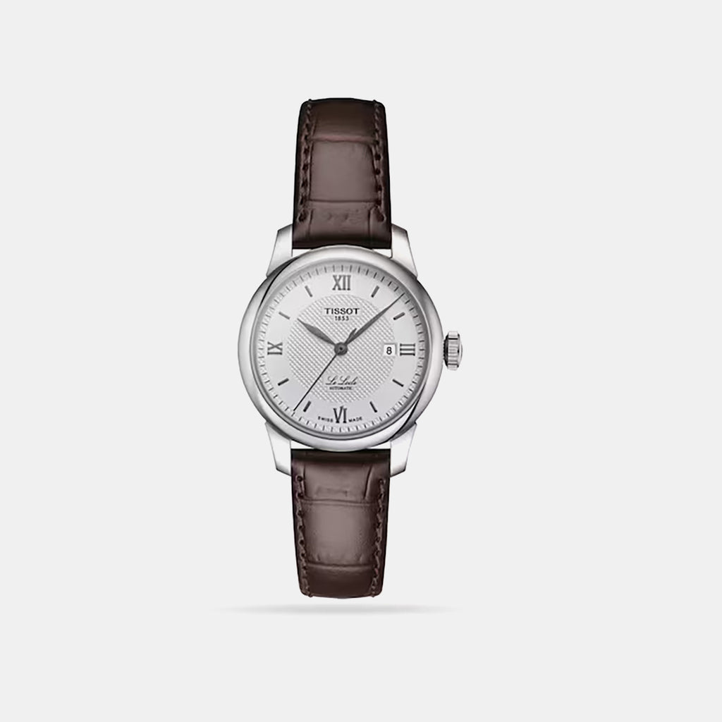 Women Automatic Silver Dial Analog Leather Watch T0062071603800