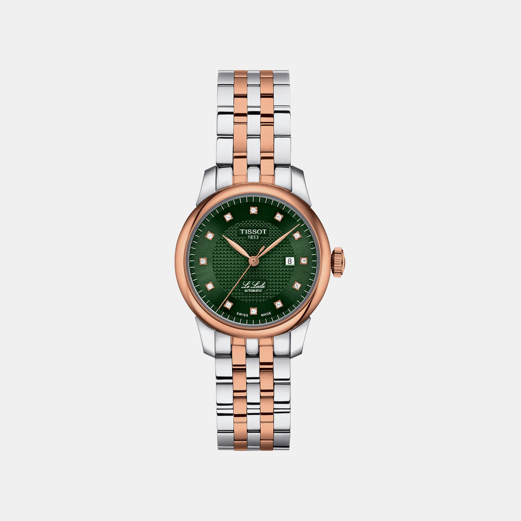 Women Automatic Green Dial Analog Stainless Steel Watch T0062072209600