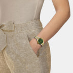 Women Automatic Green Dial Analog Stainless Steel Watch T0062072209601