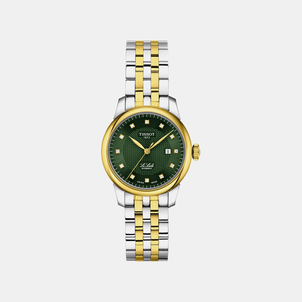 Women Automatic Green Dial Analog Stainless Steel Watch T0062072209601