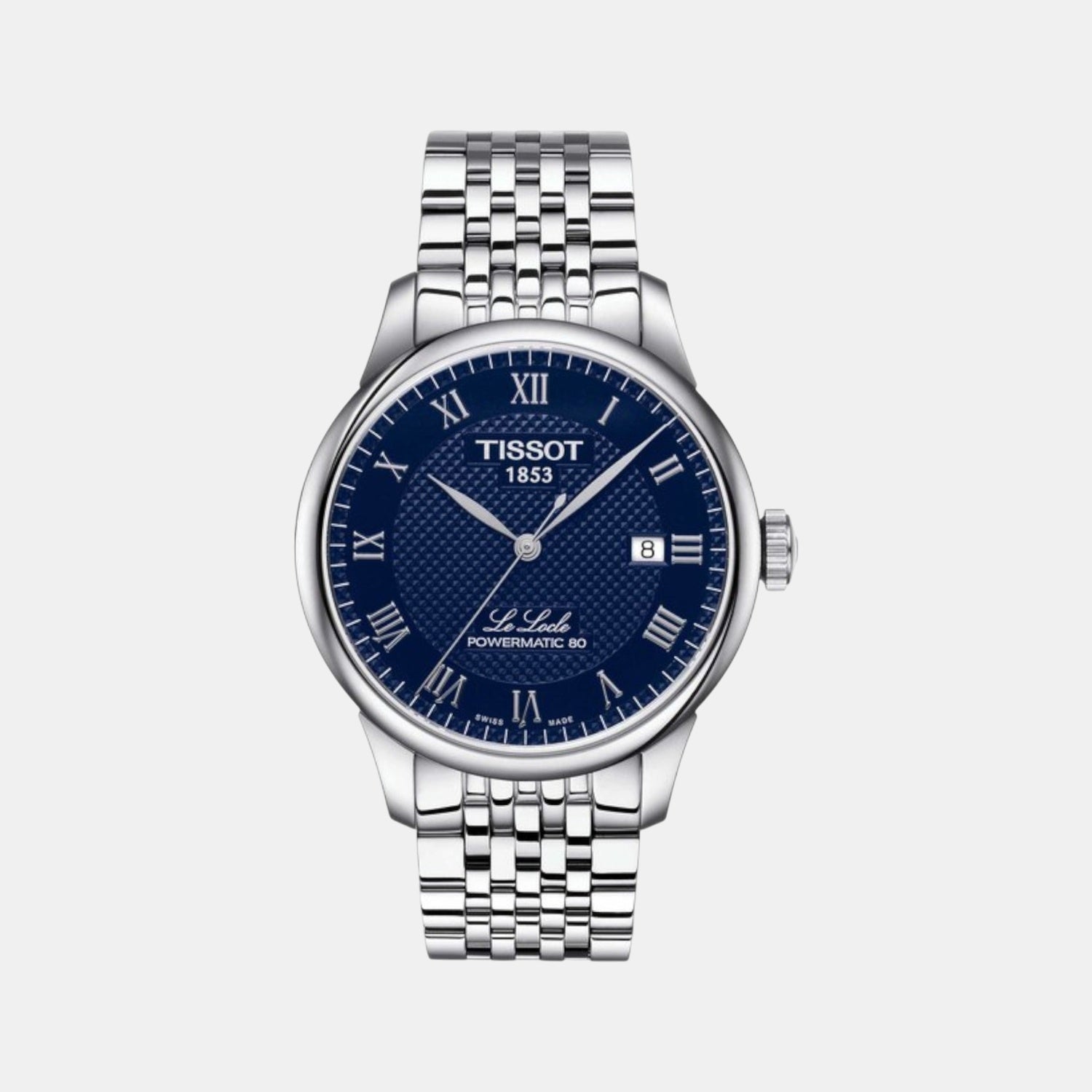 Le Locle Men Automatic Blue Dial Analog Stainless Steel Watch T0064071104300