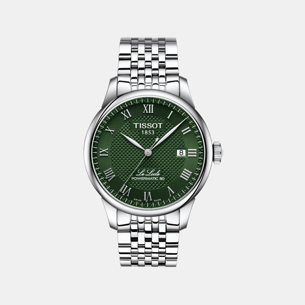 Le Locle Men Automatic Green Dial Analog Stainless Steel Watch T0064071109300
