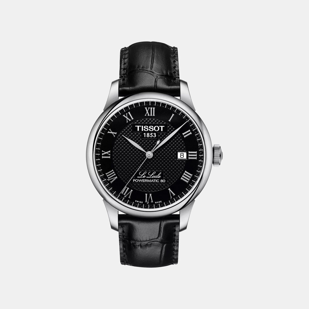 Le Locle Men Automatic Black Dial Analog Leather Watch T0064071605300