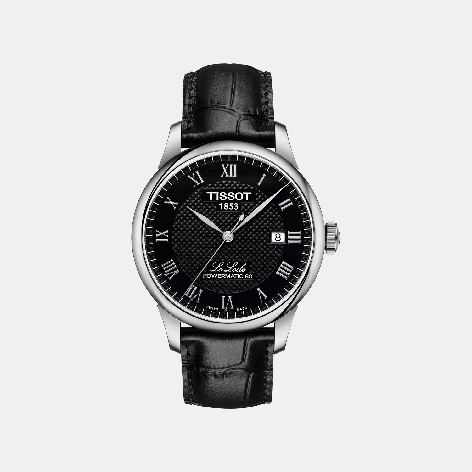 Le Locle Men Automatic Black Dial Analog Leather Watch T0064071605300