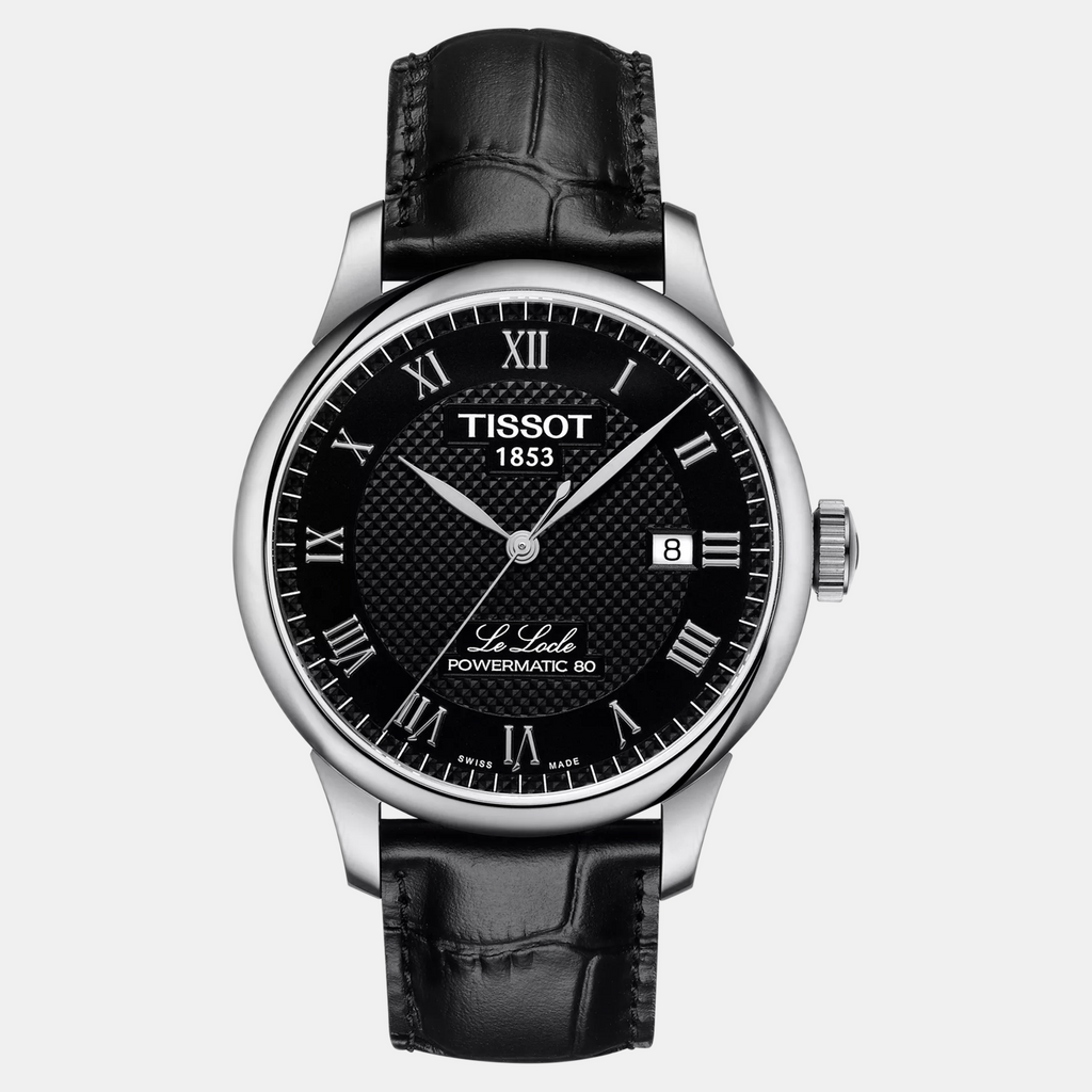 Le Locle Men Automatic Black Dial Analog Leather Watch T0064071605300