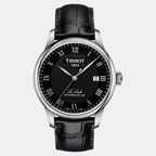 Le Locle Men Automatic Black Dial Analog Leather Watch T0064071605300