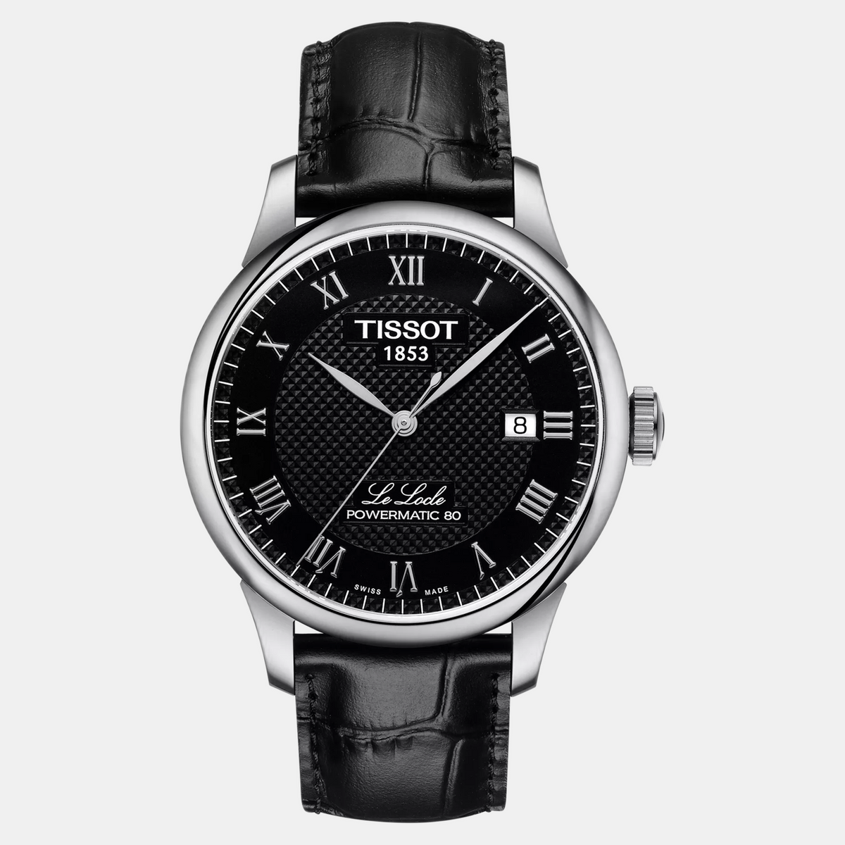 Le Locle Men Automatic Black Dial Analog Leather Watch T0064071605300