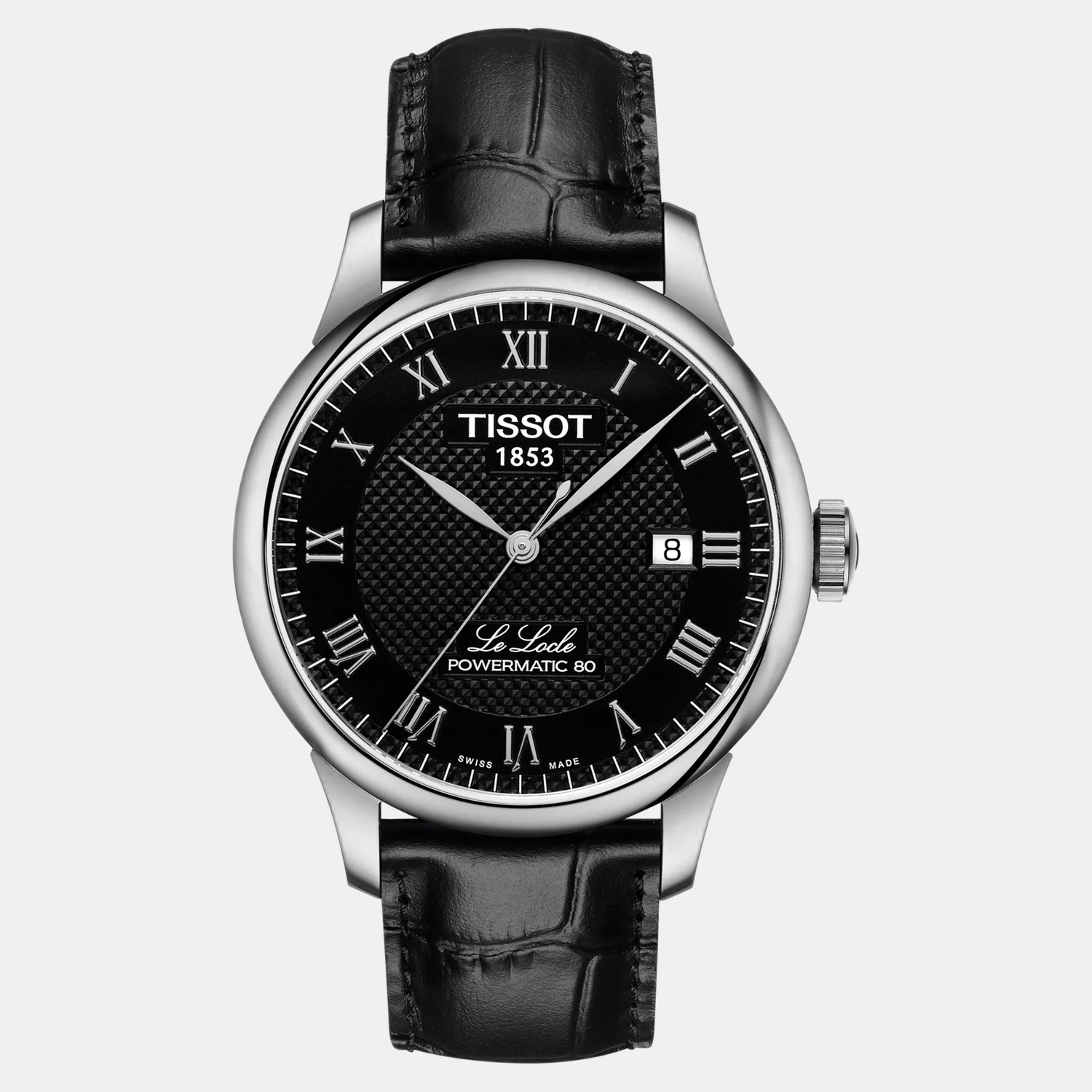 Le Locle Men Automatic Black Dial Analog Leather Watch T0064071605300