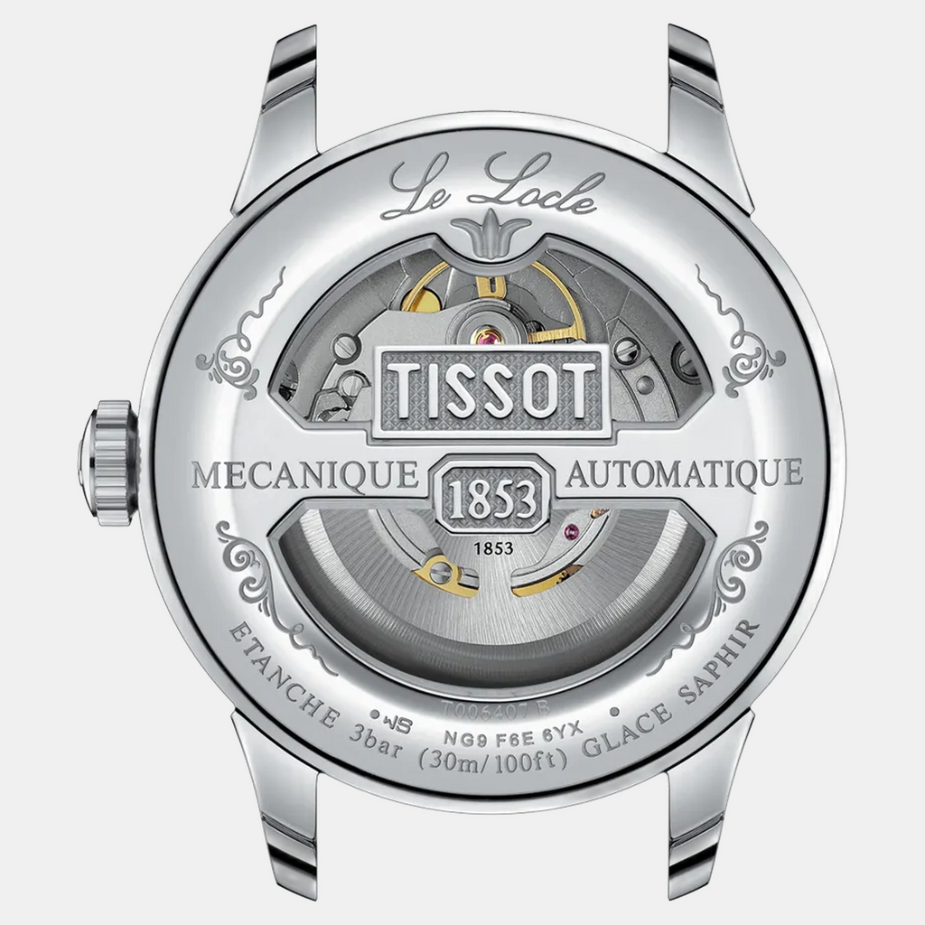 Le Locle Men Automatic Black Dial Analog Leather Watch T0064071605300