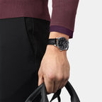 Le Locle Men Automatic Black Dial Analog Leather Watch T0064071605300