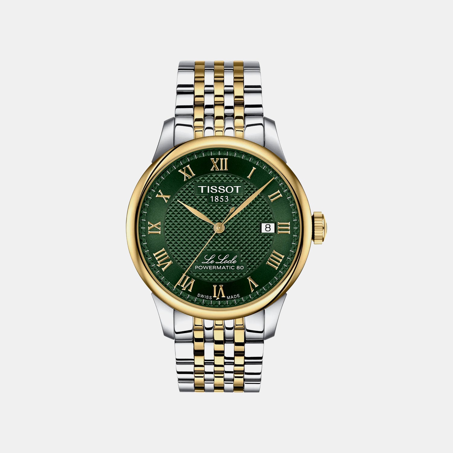 Le Locle Men Green Dial Analog Stainless Steel Watch T0064072209300