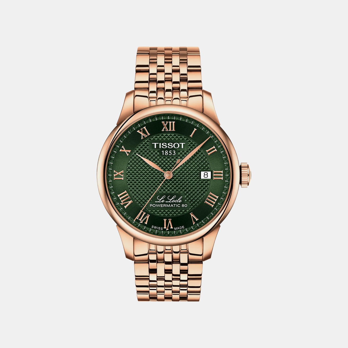 Le Locle Men Automatic Green Dial Analog Stainless Steel Watch T0064073309300