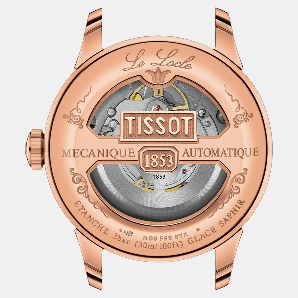 Le Locle Men Automatic Silver Dial Analog Leather Watch T0064073603300