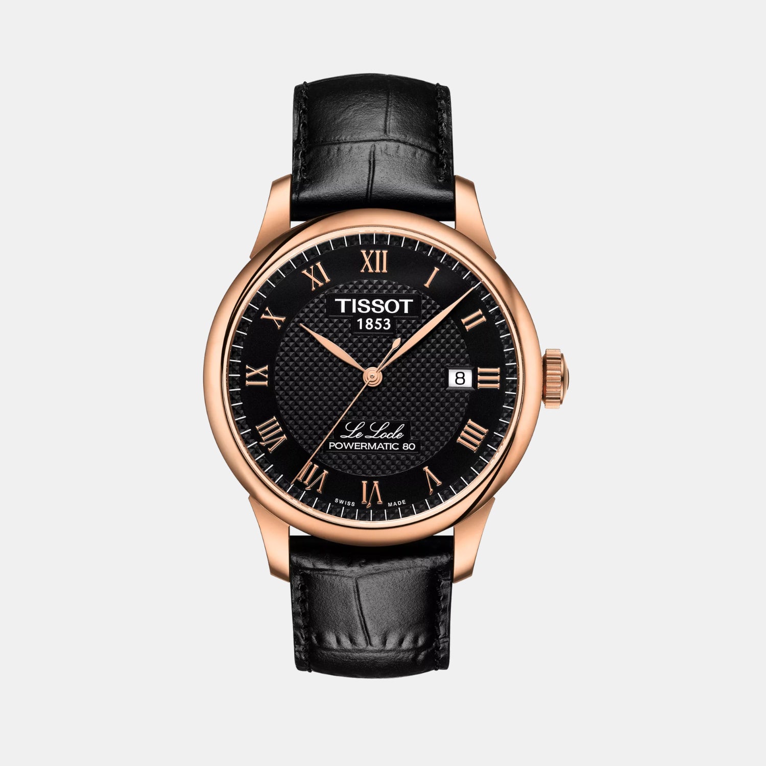 Le Locle Men Automatic Black Dial Analog Leather Watch T0064073605300