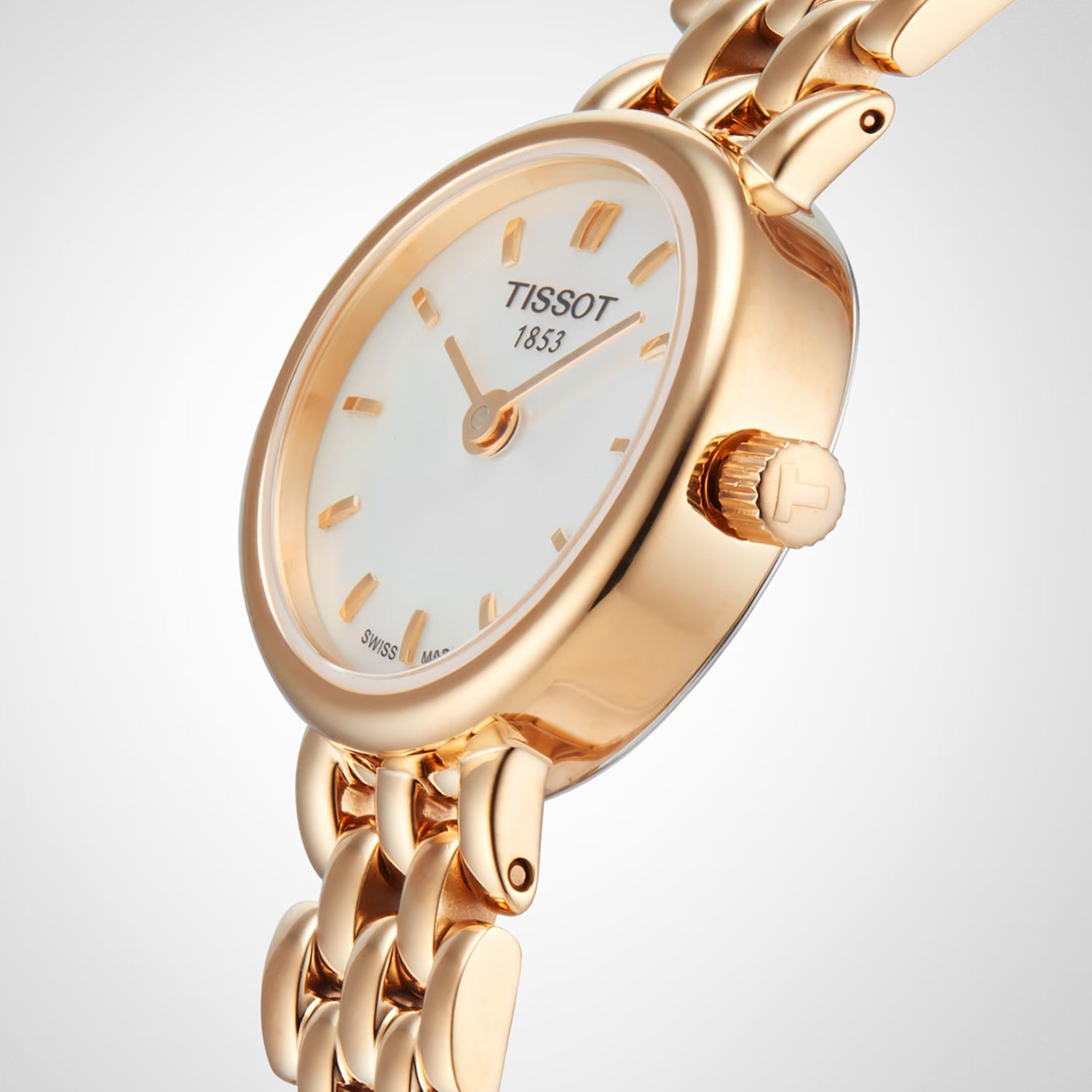 Lovely Women Quartz White Mother Of Pearl Dial Analog Stainless Steel Watch T0580093311100