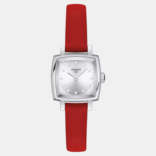 Lovely Women Quartz Silver Dial Analog Leather Watch T0581091603600