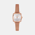 Lovely Women Quartz Silver Dial Analog Leather Watch T0581093603101