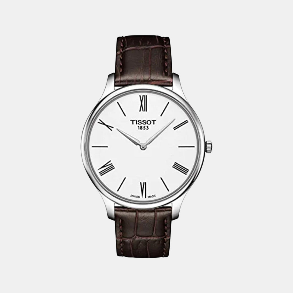 Tradition Men Quartz White Dial Analog Leather Watch T0634091601800
