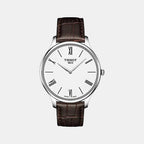 Tradition Men Quartz White Dial Analog Leather Watch T0634091601800