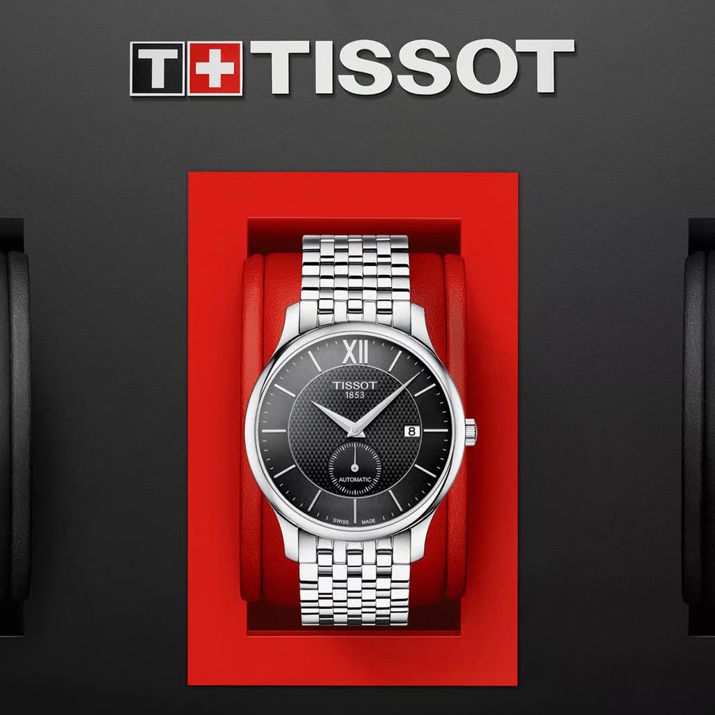 Tradition Men Automatic Black Dial Analog Stainless Steel Watch T0634281105800