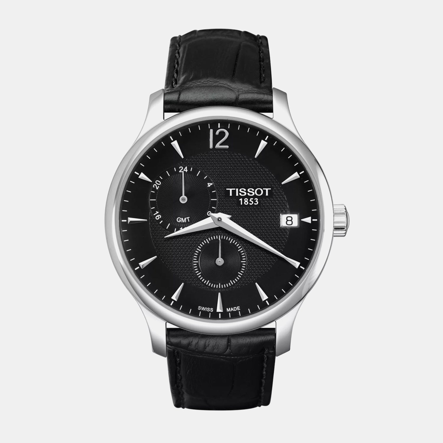 Tradition Men Quartz Black Dial Analog Leather Watch T0636391605700