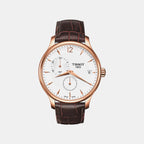 Tradition Men Quartz Silver Dial Multi-Function Leather Watch T0636393603700