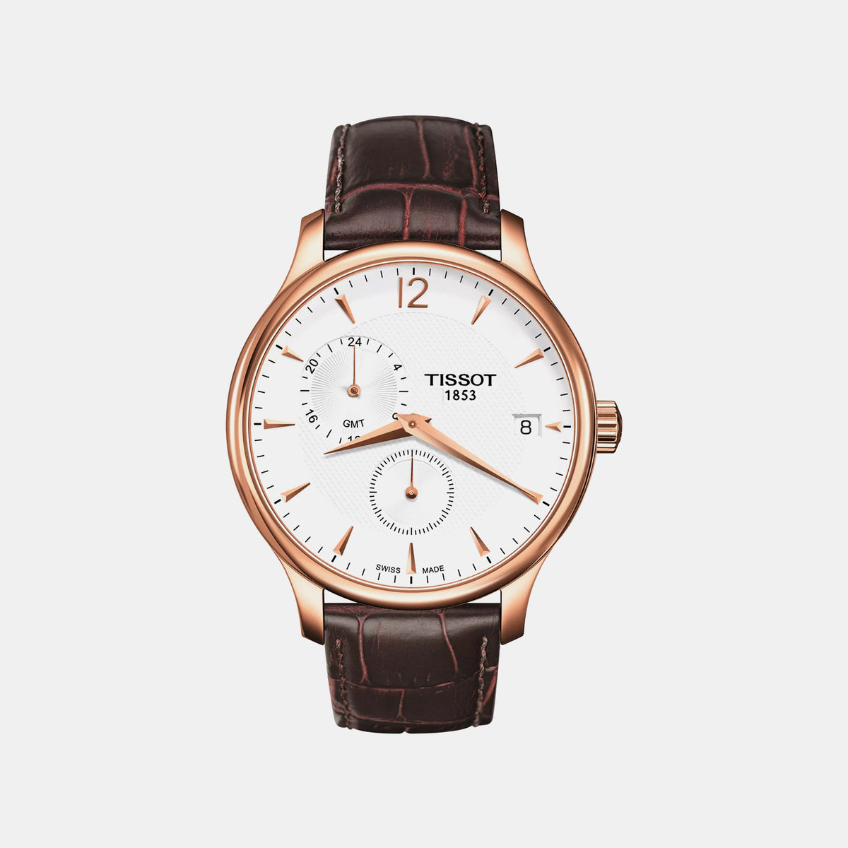 Tradition Men Quartz Silver Dial Multi-Function Leather Watch T0636393603700