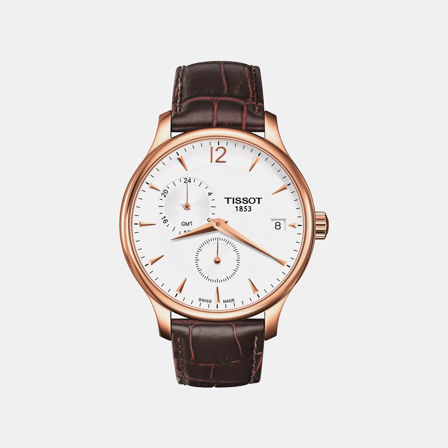 Tradition Men Quartz Silver Dial Multi-Function Leather Watch T0636393603700