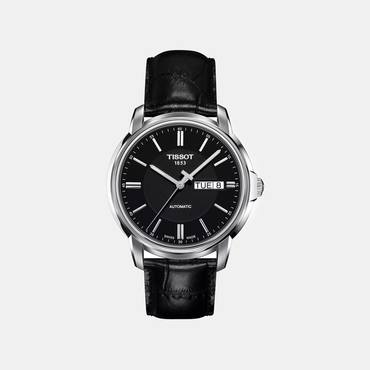 T-Classic Men Automatic Black Dial Analog Leather Watch T0654301605100