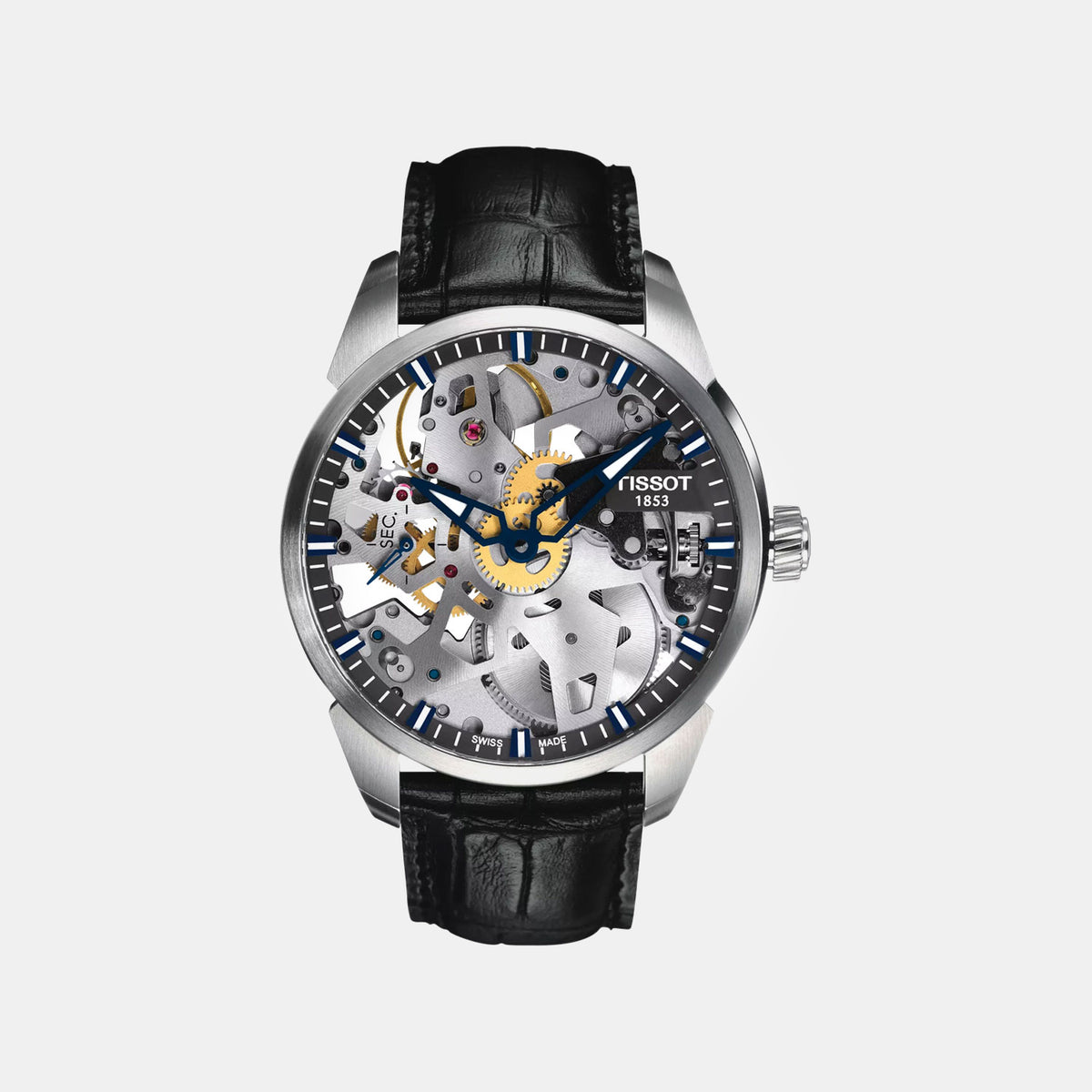 Squelette Men Automatic Transparent Dial Analog Leather Watch T0704051641100