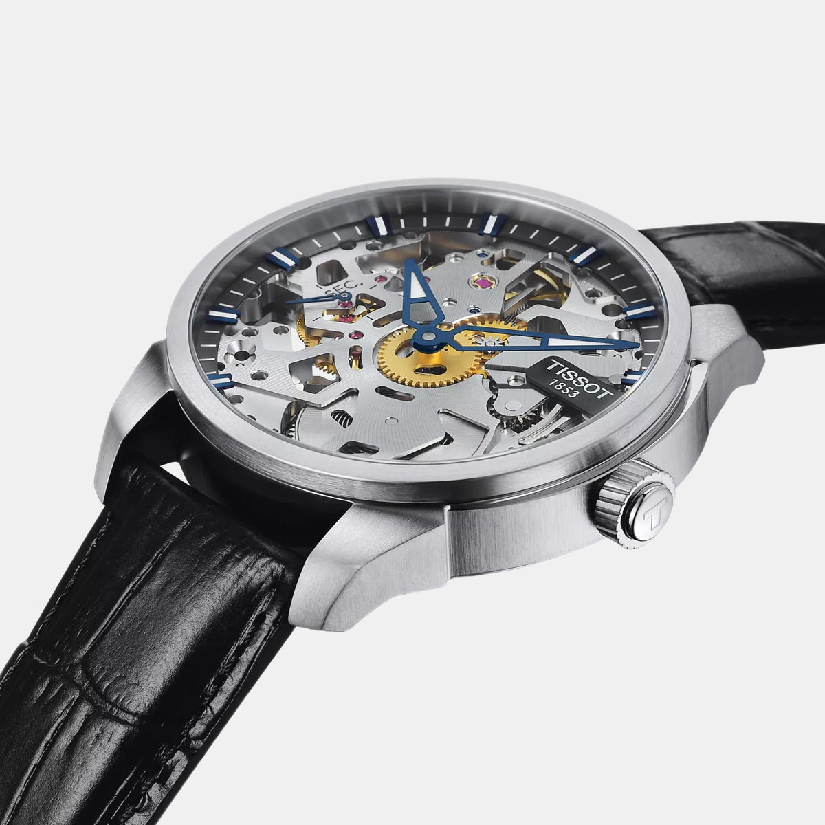 Squelette Men Automatic Transparent Dial Analog Leather Watch T0704051641100