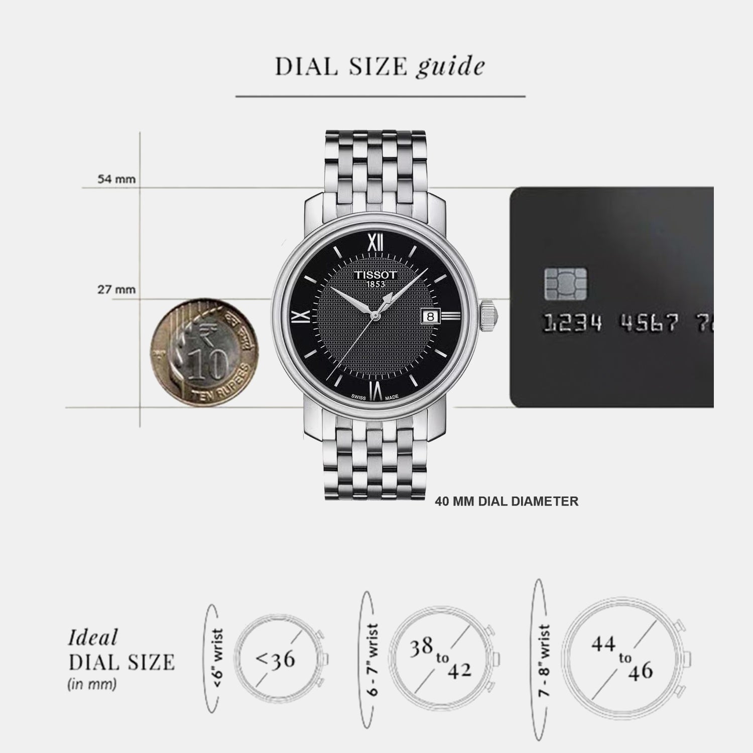 Bridgeport Men Quartz Black Dial Analog Stainless Steel Watch T0974101105800