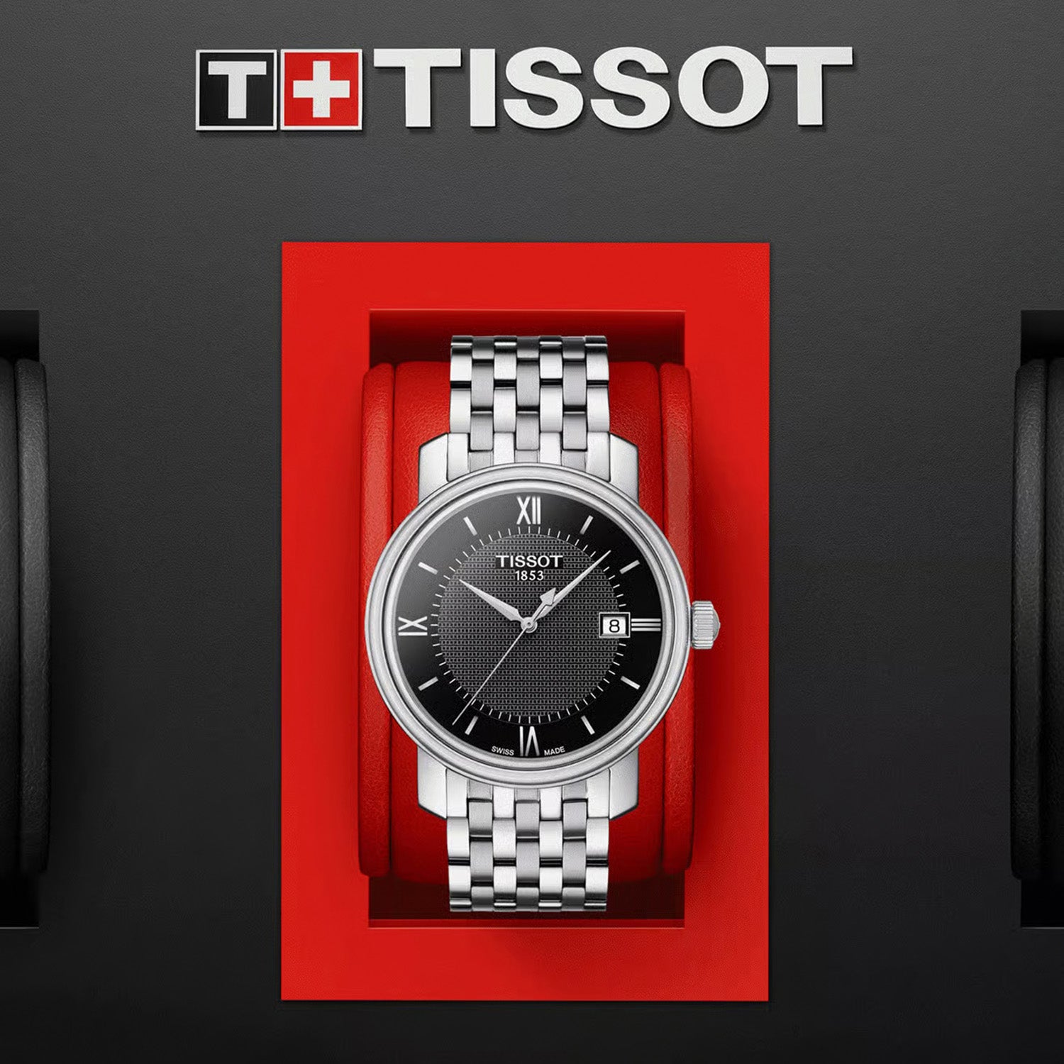 Bridgeport Men Quartz Black Dial Analog Stainless Steel Watch T0974101105800