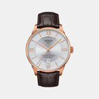 Chemin Des Tourelles Men Automatic Silver Dial Analog Leather Watch T0994083603800