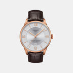 Chemin Des Tourelles Men Automatic Silver Dial Analog Leather Watch T0994083603800