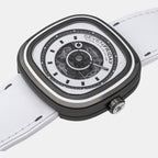 T-series Unisex Automatic White Dial Analog Leather Watch T1-05