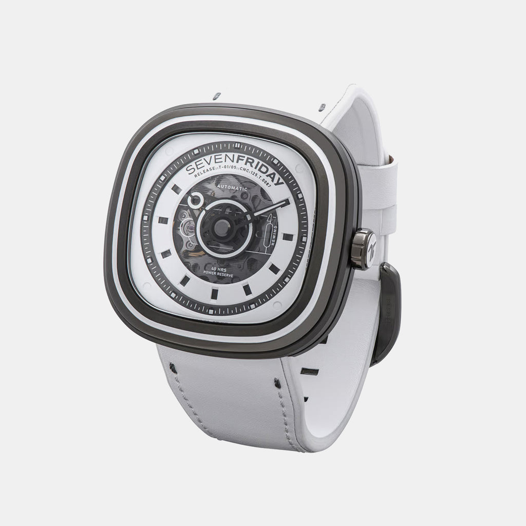 T-series Unisex Automatic White Dial Analog Leather Watch T1-05