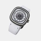 T-series Unisex Automatic White Dial Analog Leather Watch T1-05