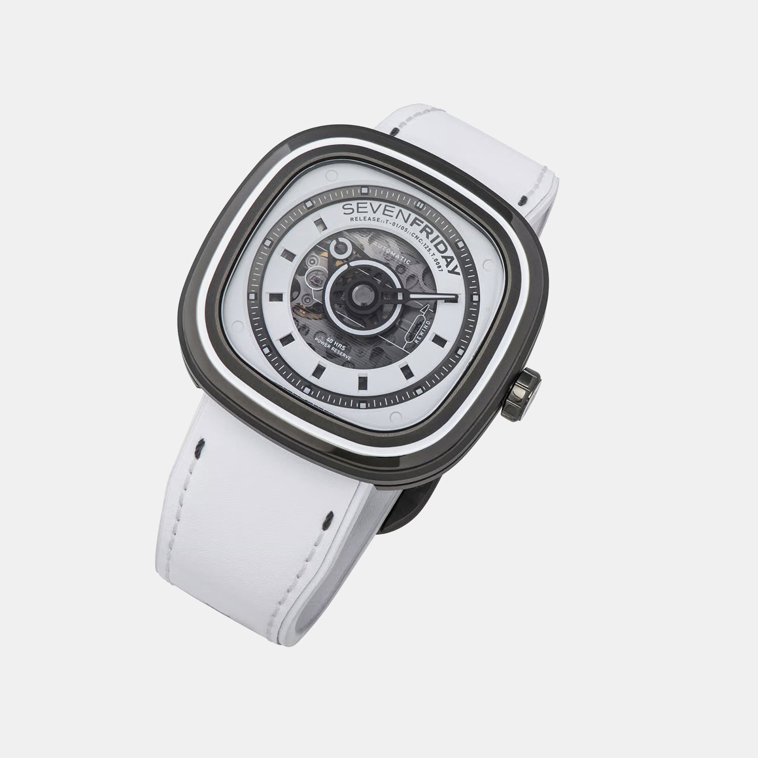 T-series Unisex Automatic White Dial Analog Leather Watch T1-05
