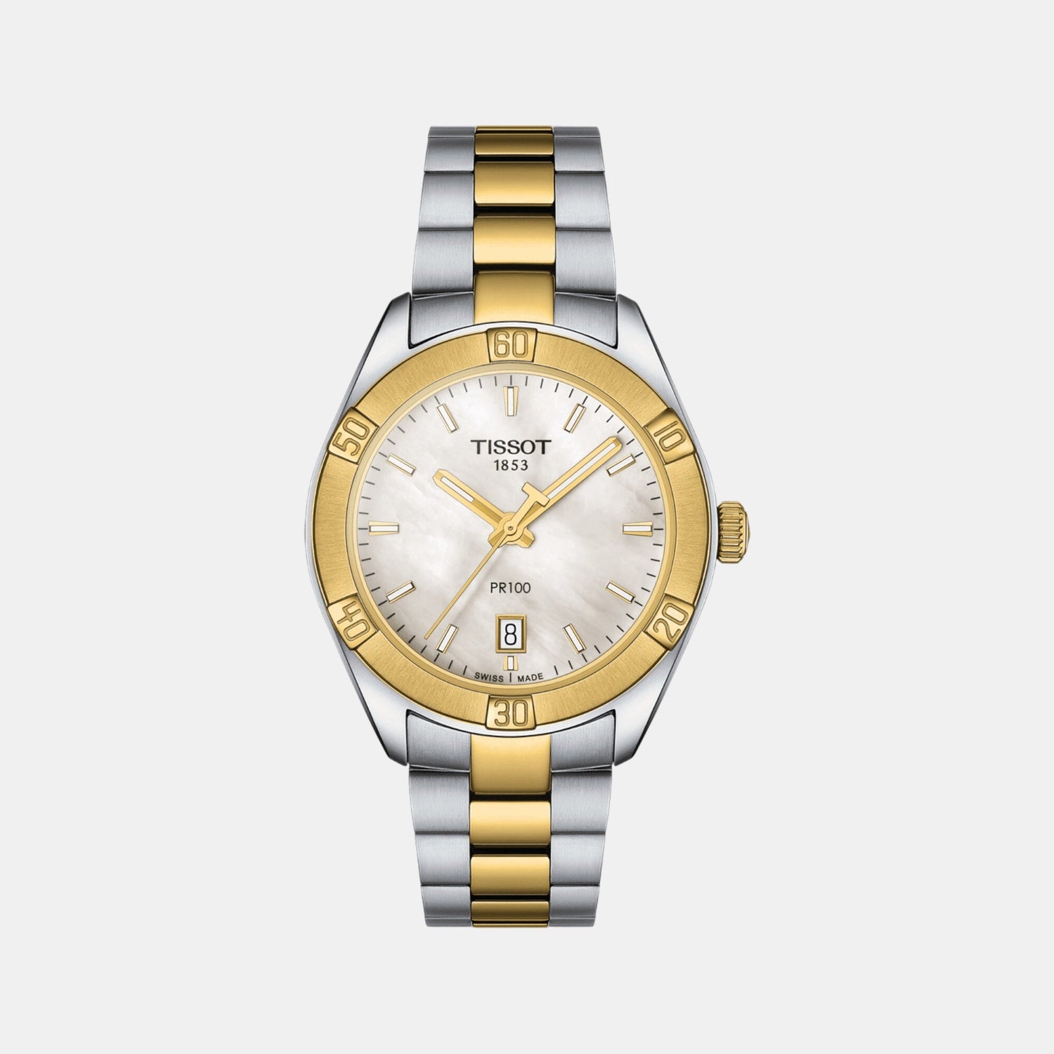 PR 100 Women Quartz White Mother Of Pearl Analog Stainless Steel Watch T1019102211100